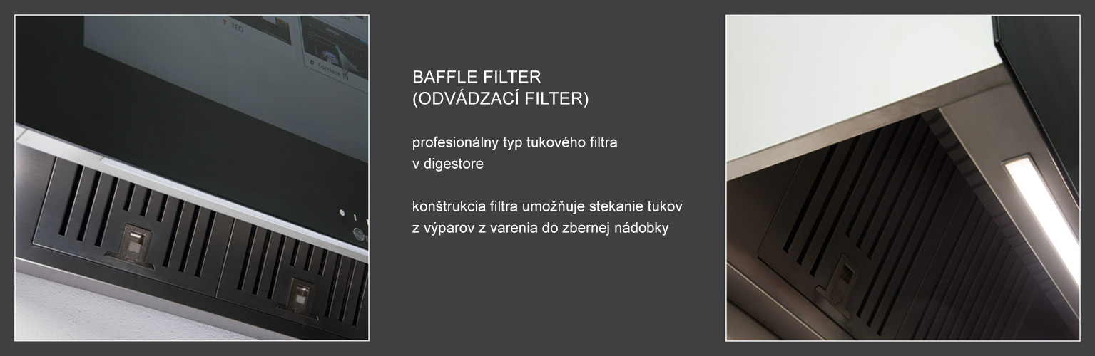 Baffle filter v nstennom digestore